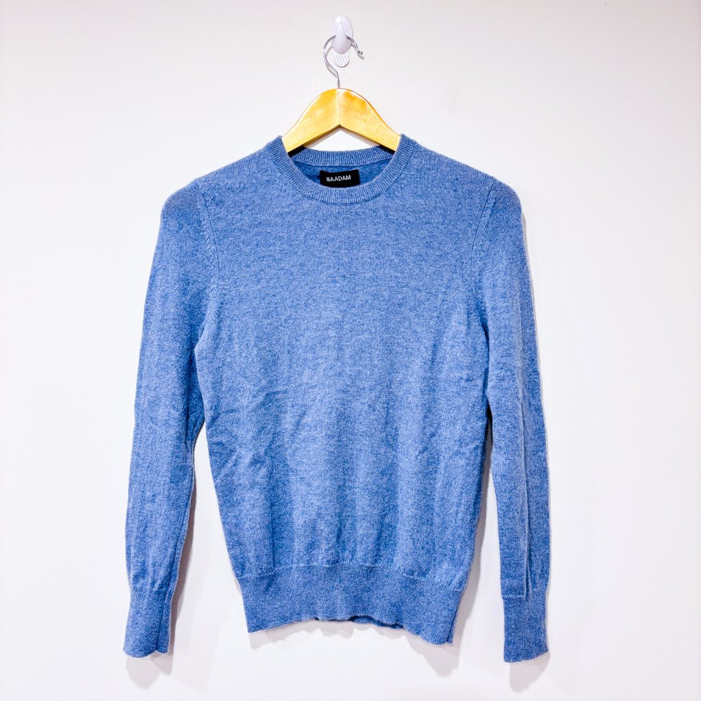 Naadam 100% Cashmere Sweater Blue Crewneck Knit Small Nwt